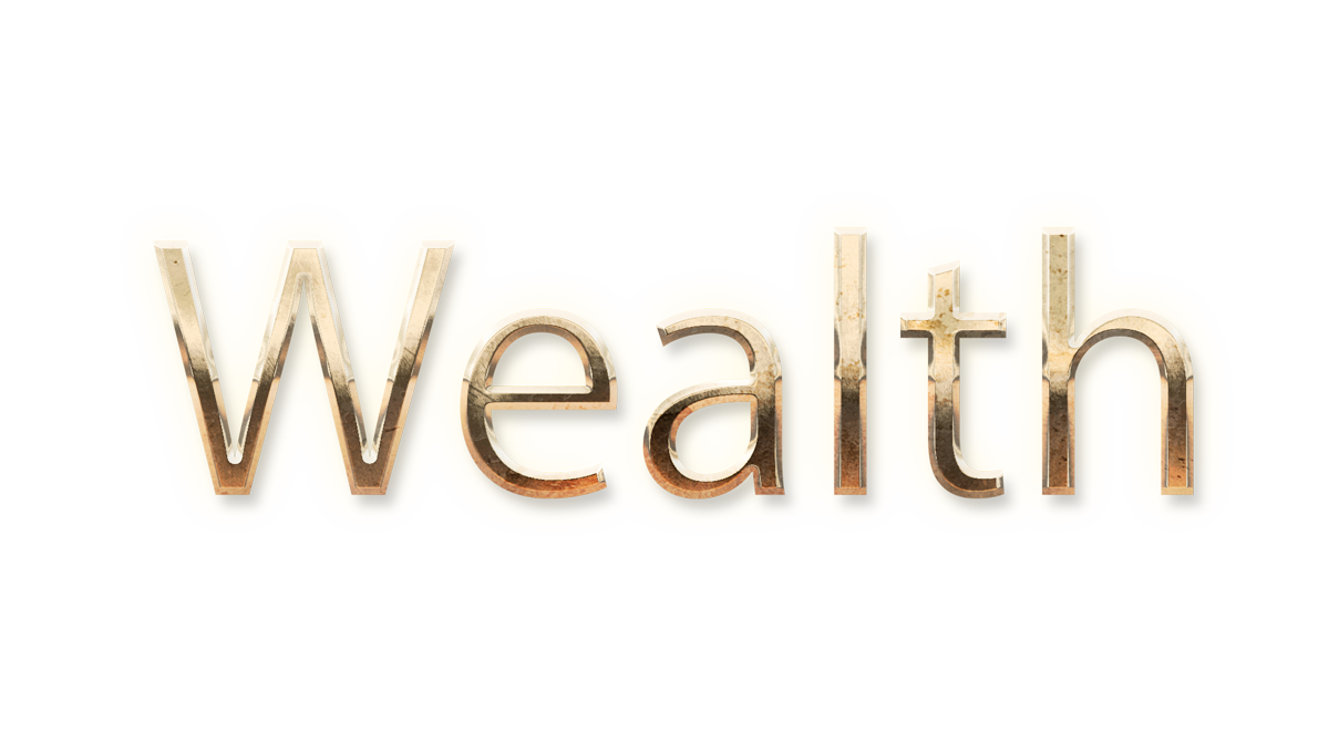 WORD WEALTH gold text typography PNG images free